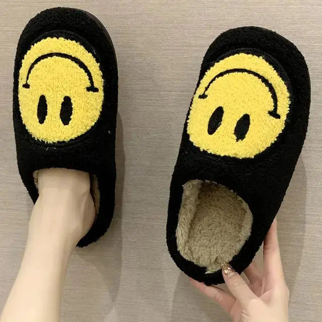 Cute Smile Pattern Fluffy Slippers KIMDRE